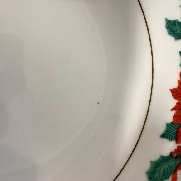 VTG Set of 2 Tienshan 9.5" Deck The Halls Serving Bowl Christmas Poinsettia Dish - Picture 12 of 12